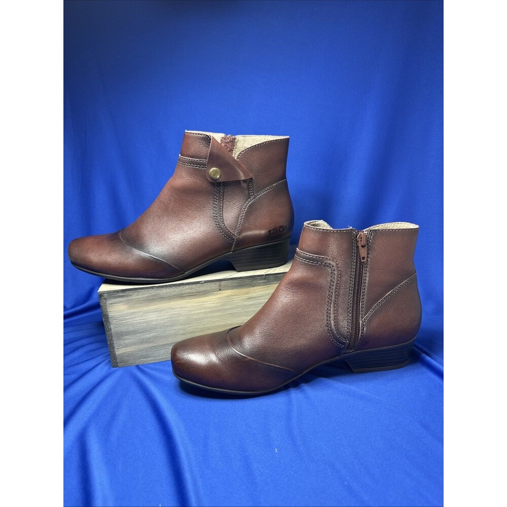 Taos Women's Burgundy Women's 9.5 Wide 20206 Ankle Boots Zip Leather Vietnam